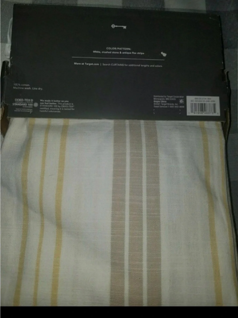 Threshold Light-Filtering Curtain Panel in Ivory with Yellow & Tan Stripes